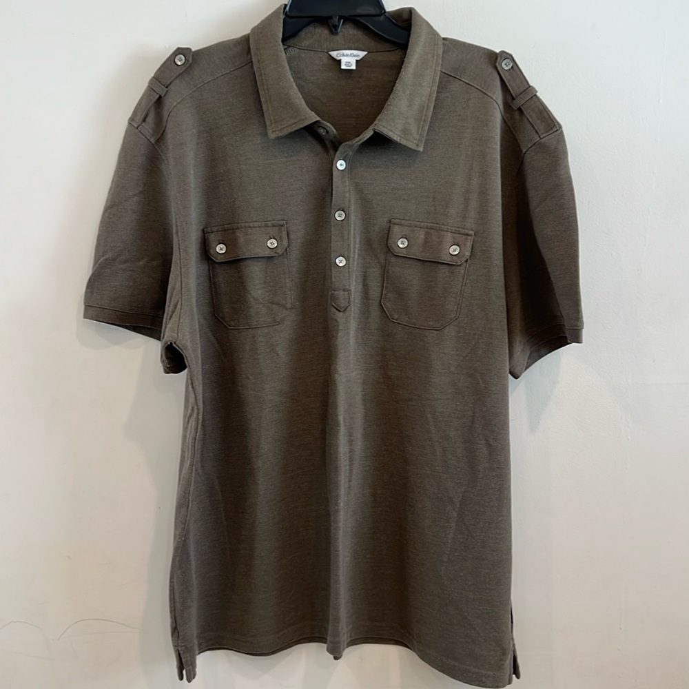 Calvin Klein Men’s Olive Green Short Sleeve Polo Size XXL
